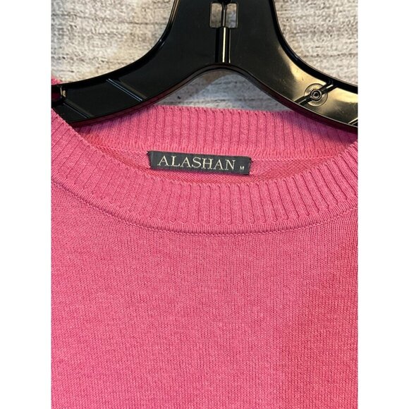 Alashan Pink Sweater With Faux Layered White Shirt Hem Size M - Picture 2 of 3